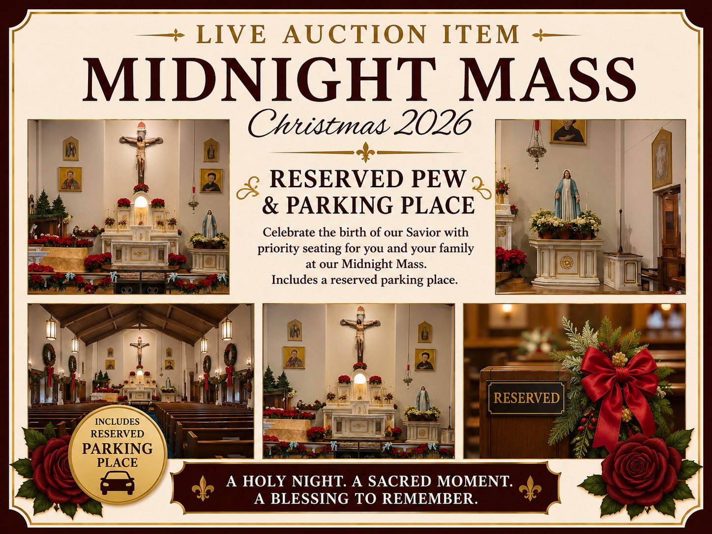 Reserved Pew and Parking Spot for Midnight Mass