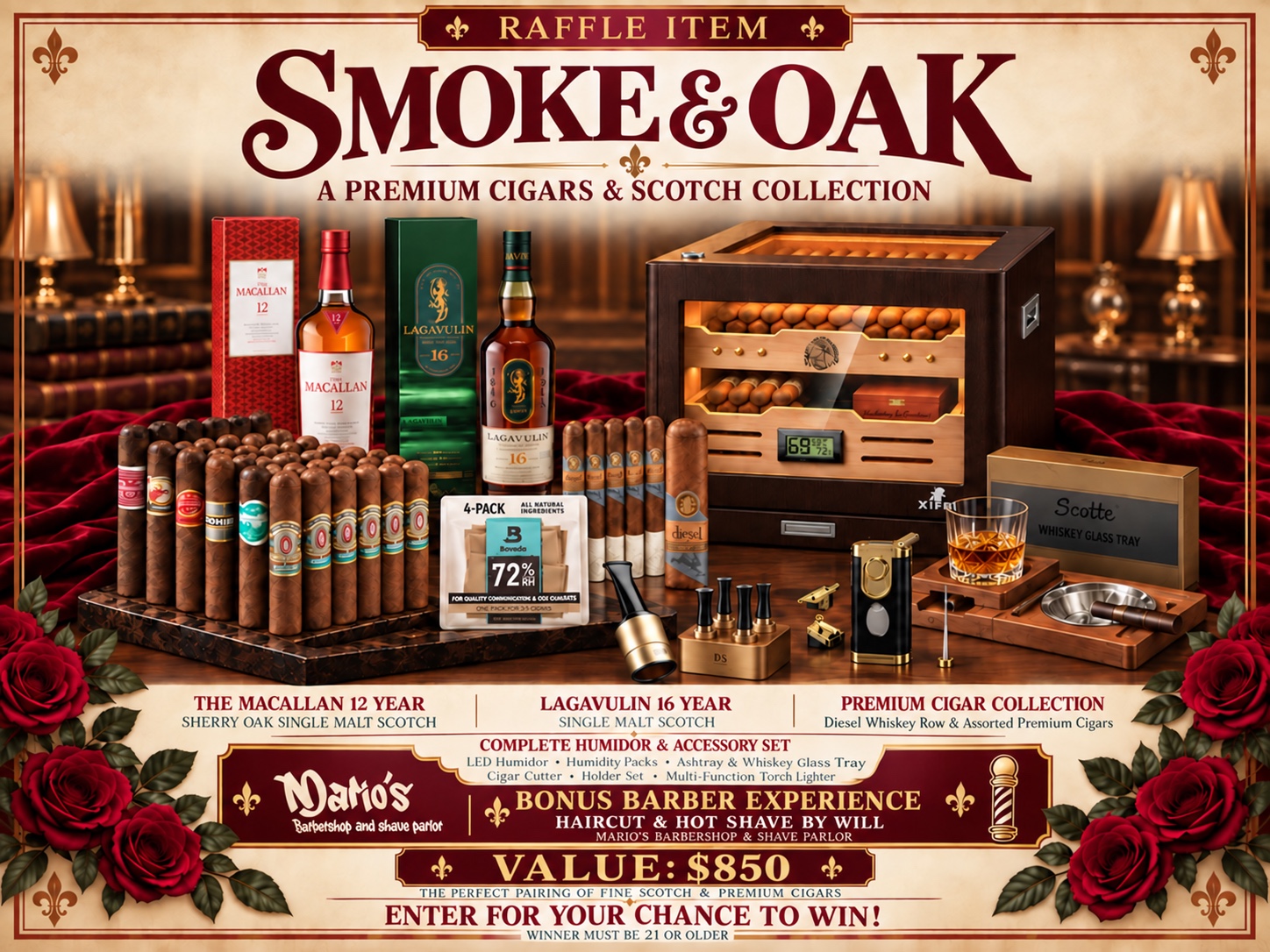 Smoke & Oak — raffle prize sheet